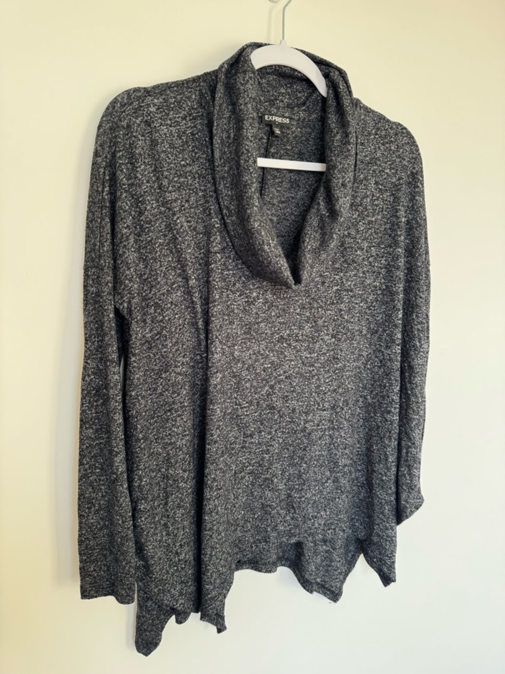 Express Dark Gray Marled Cowl Neck Sweater